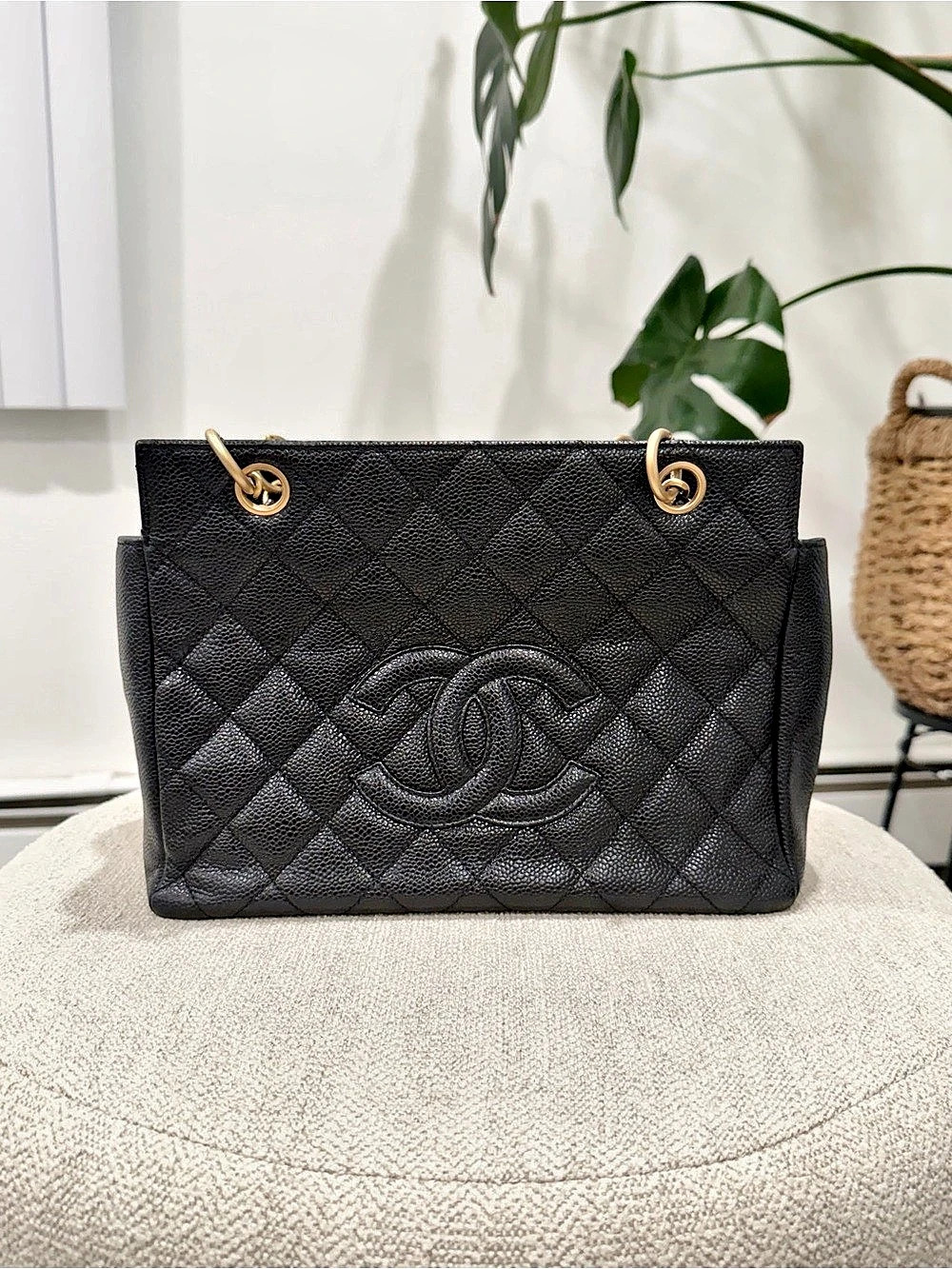 Chanel Petite Timeless Tote PTT Black Quilted Caviar Leather